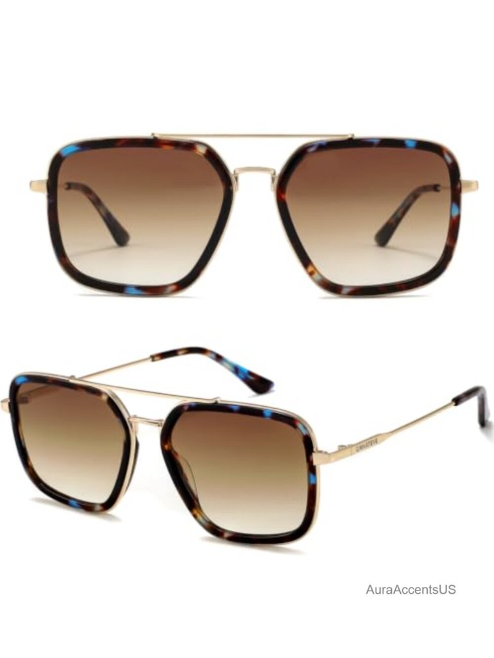 Oversized Square Aviator Sunglasses Gradient Lens UV400 Women's